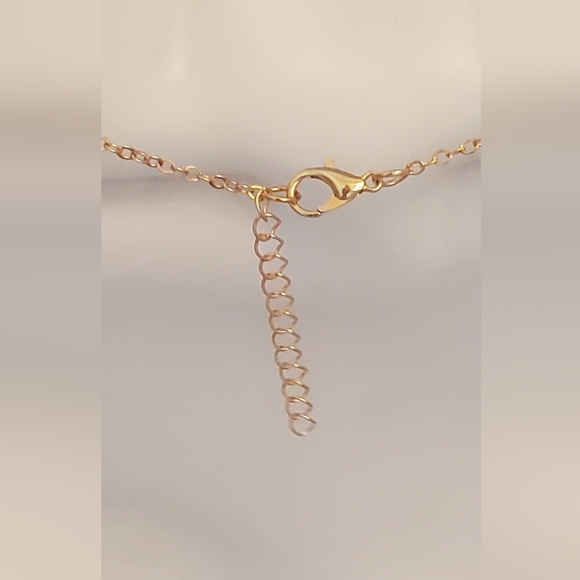 💚5/$25 Gold Tone Lariat Interlock Chain Heart Dainty Pendant Necklace - Picture 4 of 6